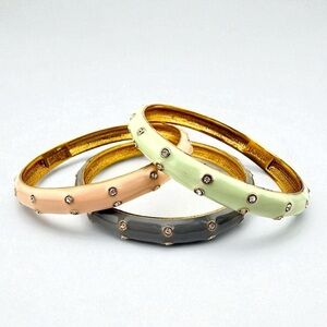 J. Crew Gold and Pastel Bracelet Trio in Mint, Peach and Gray